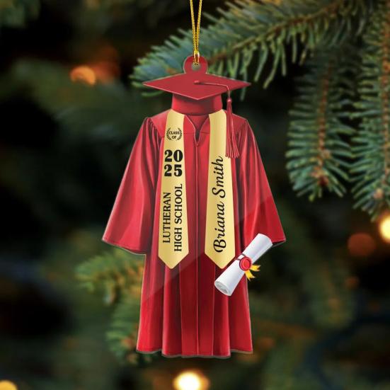 Graduation Ornament 2D Acrylic Gown And Stole Hanging Decoration Class of 2025 Souvenir Gift for High School College University Graduate