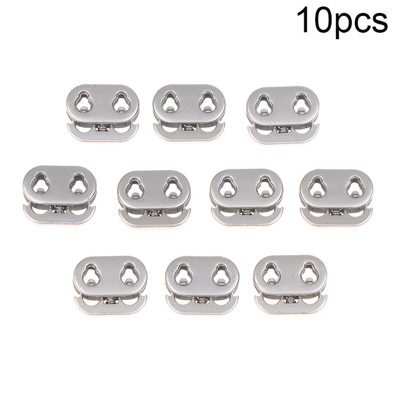 10Pcs 2 Hole Shock Cord Rope Stopper Alloy Spring Buckles Metal Cord Lock For Clothes Replacement Hoodie Shoes Bag Crafts