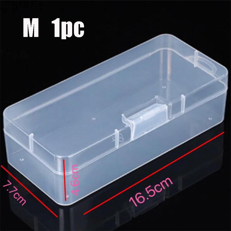 1PC Transparent Rectangular Storage Box S/M/L Plastic Buckle Empty Box Desktop Container Simple Home Dustproof Storage Box