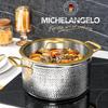 MICHELANGELO Triply Stainless Steel Stock Pot with Lid Luxury Hammered Non-stick Pan 6Quart Pot Golden Handle Induction Stockpot
