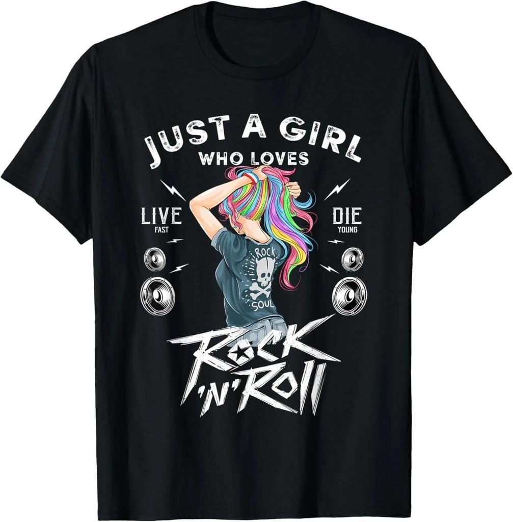Girls Rock and Roll Music Graphic Novelty Tee & Cool Designs T- Shirt