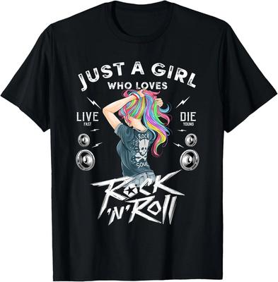Girls Rock and Roll Music Graphic Novelty Tee & Cool Designs T- Shirt