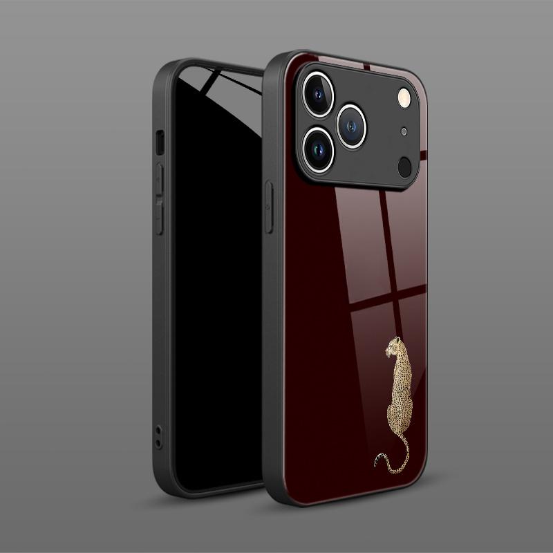 Simplified leopard pattern tempered glass phone case suitable for iPhone 17 16 15 14 13 12 11 Pro/Max/Plus anti drop