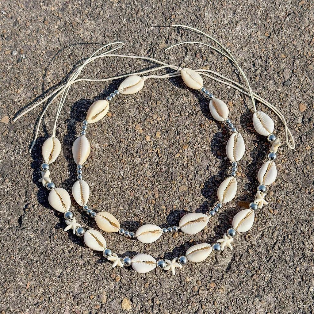 Summer New Beach Vacation Style White Shell Starfish Choker Necklace for Women's Jewelry Bohemian Ocean Elements Necklace