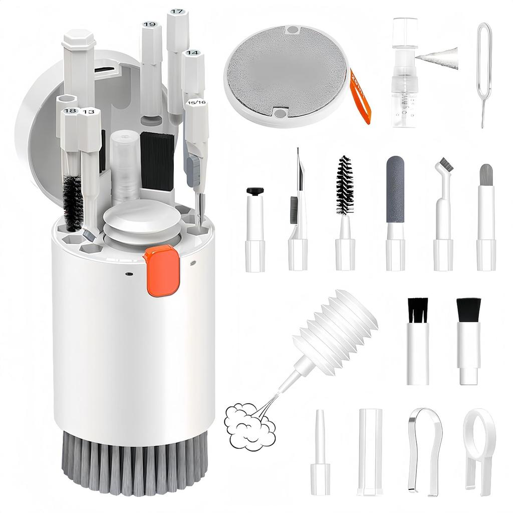 Laptop Phone Screen Earbud Cleaning Kit,20-in-1 Keyboard Cleaning Kit with Electronic Cleaning Brush Spray for Headphones, iPad, Phone,Camera,Computer