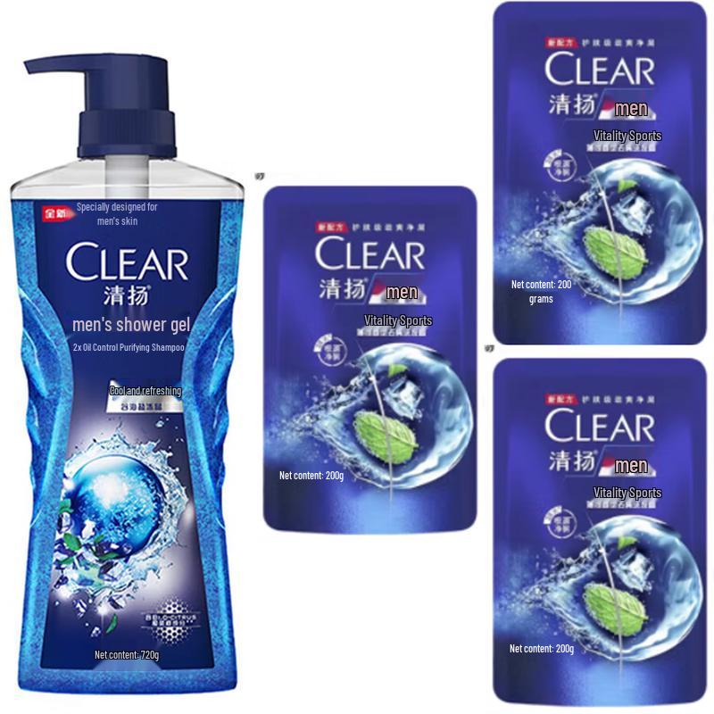 

Clear & Clean Men s Icy Cool Oil Control Shower Gel & Shampoo Set