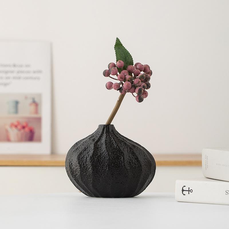 Black Minimalist Creative Decoration with Dried Flowers Flower Vases Entrance Desk Living Room Floral Arrangements Flower Vase