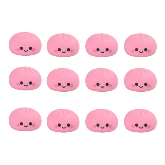 12Pcs Mini Resin Bun Figurines Cute Smiling Face Food Ornament 12pcs