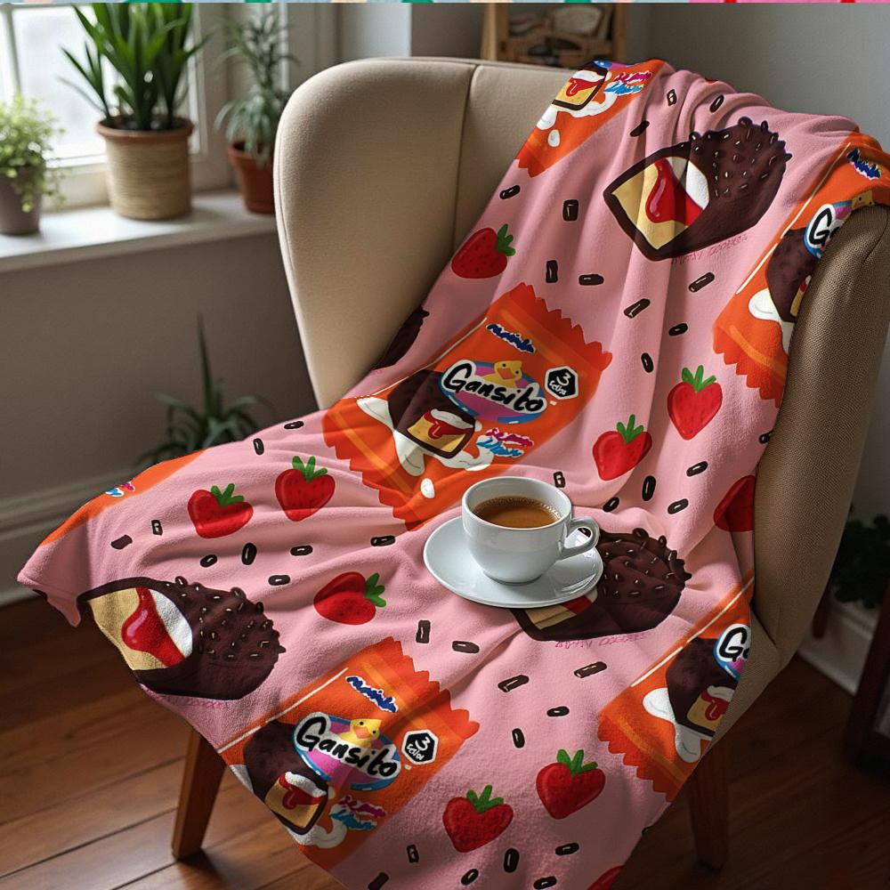 Straight Classic Checker Grid Cartoon Anime Print Flannel Blanket Soft Warm Throw for Kids Bedroom Sofa Christmas Office Car