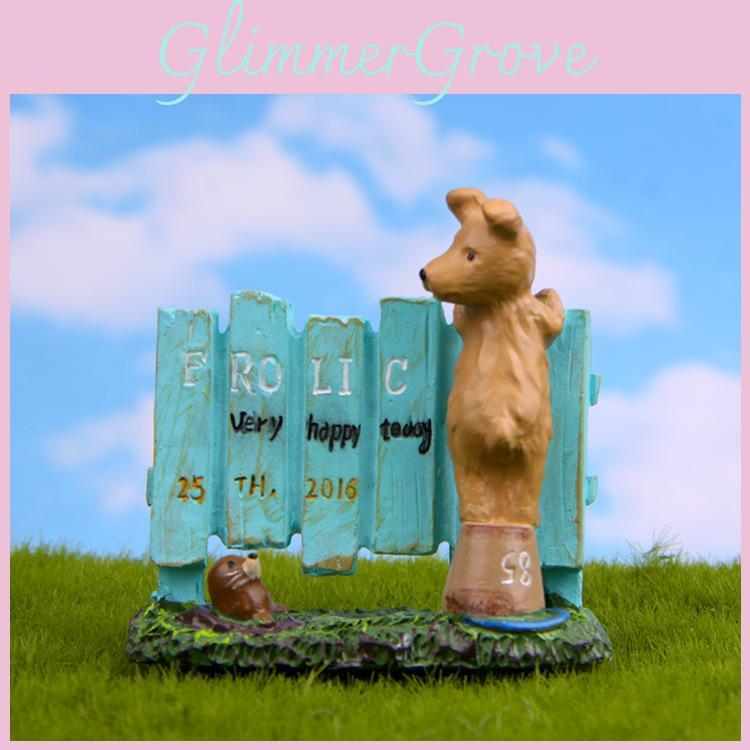 Dog Fence Sea Lion Garden Decor Resin Cartoon Style For Plant Display And Photography