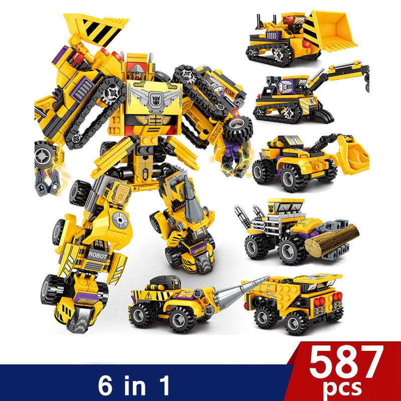 

Трансформация 6 в 1, городской полицейский динозавр, меха, деформация, робот-охранник, набор просветляющих блоков, детское образовательное здание 103111