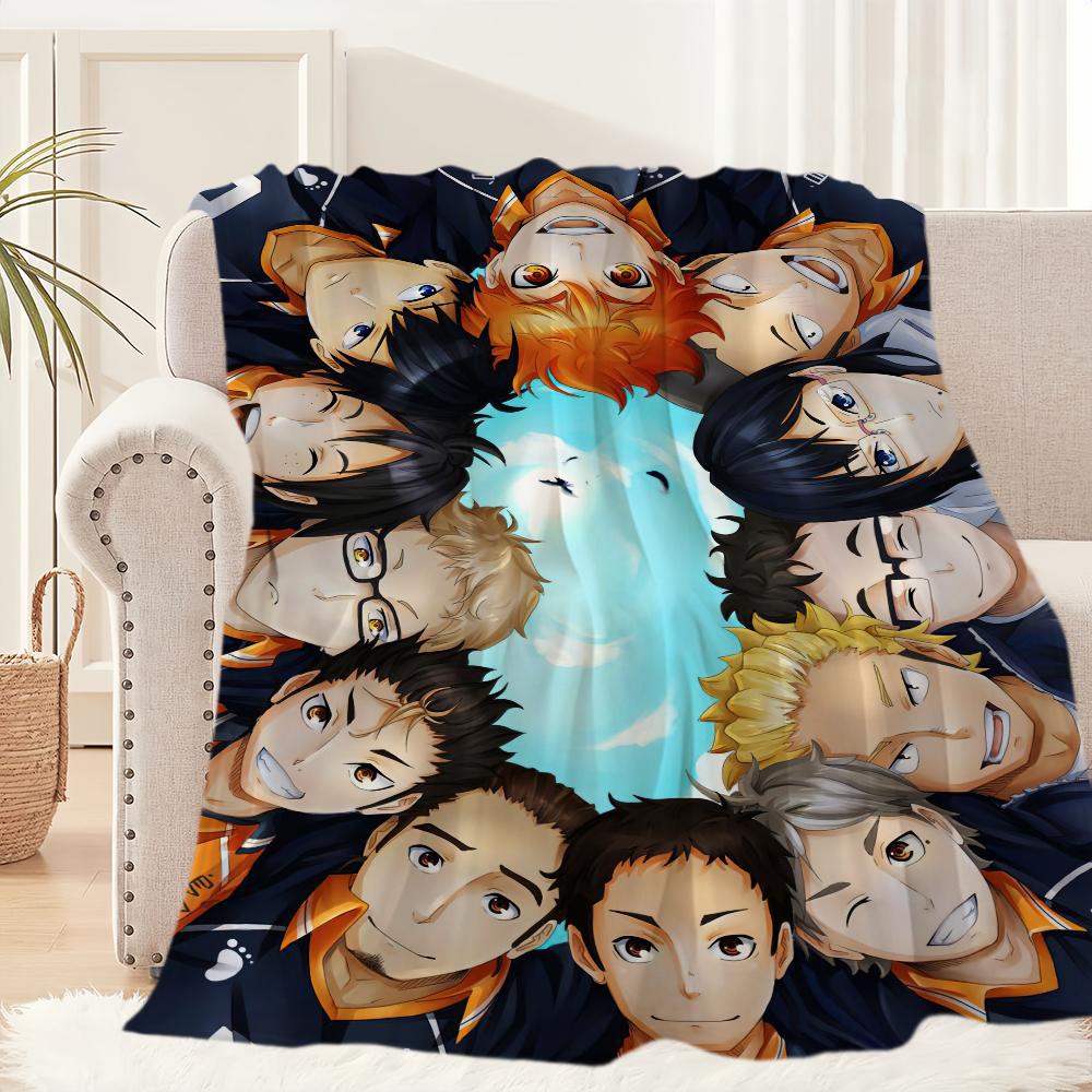 Anime H-Haikyuu Cool Baseball Blanket Plush Nap Sofa Rug for Living Room Warm Office Bedroom Birthday Home Travel Kid Gifts
