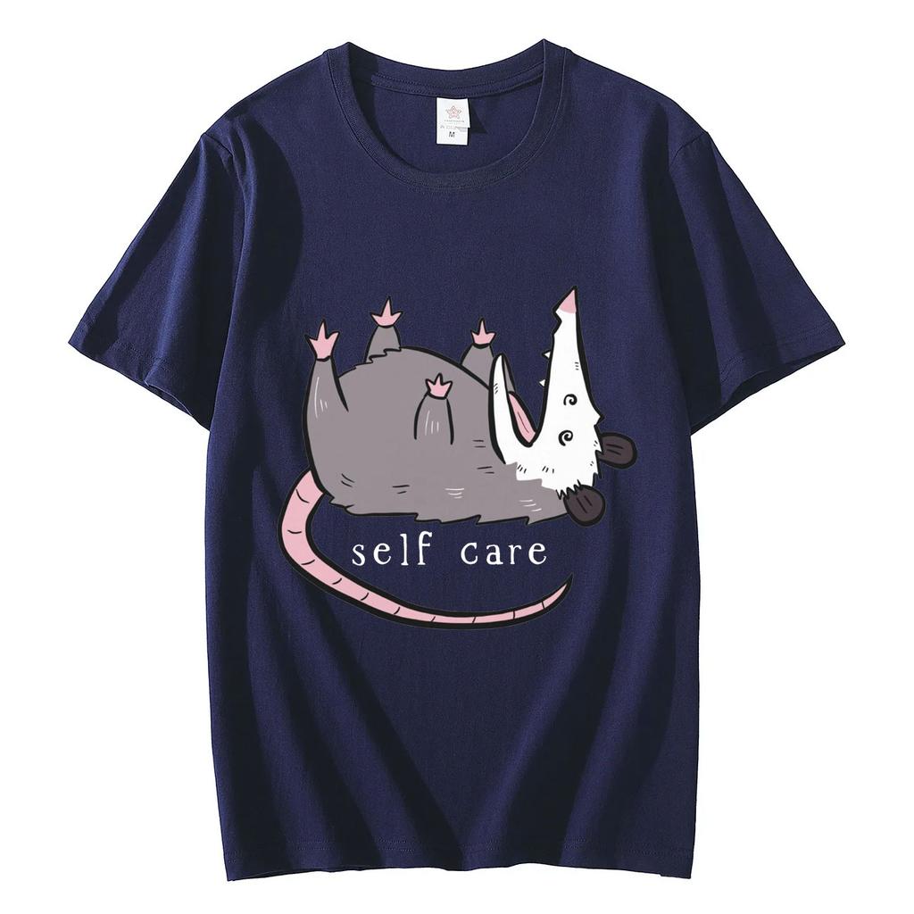 Opossum Self Care Funny Tshirt Mens Womens Casual Cute Short Sleeve Tshirts Harajuku Fashion Oversized T Shirts Streetwear