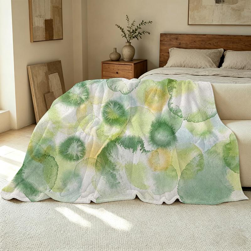 Abstract Watercolor Flannel Throw Blanket: No Shedding, Soft & Skin-Friendly, Warm for Home, Movie Nights, Halloween & Christmas Decor