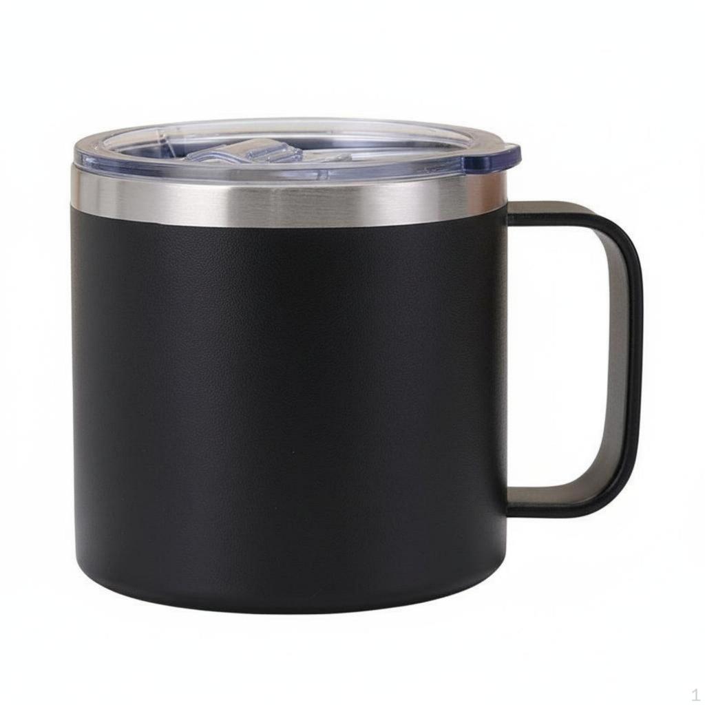 14oz Stainless Steel Coffee Mug Double Walled Vacuum Insulated with Handle Keeps Drinks Warm &