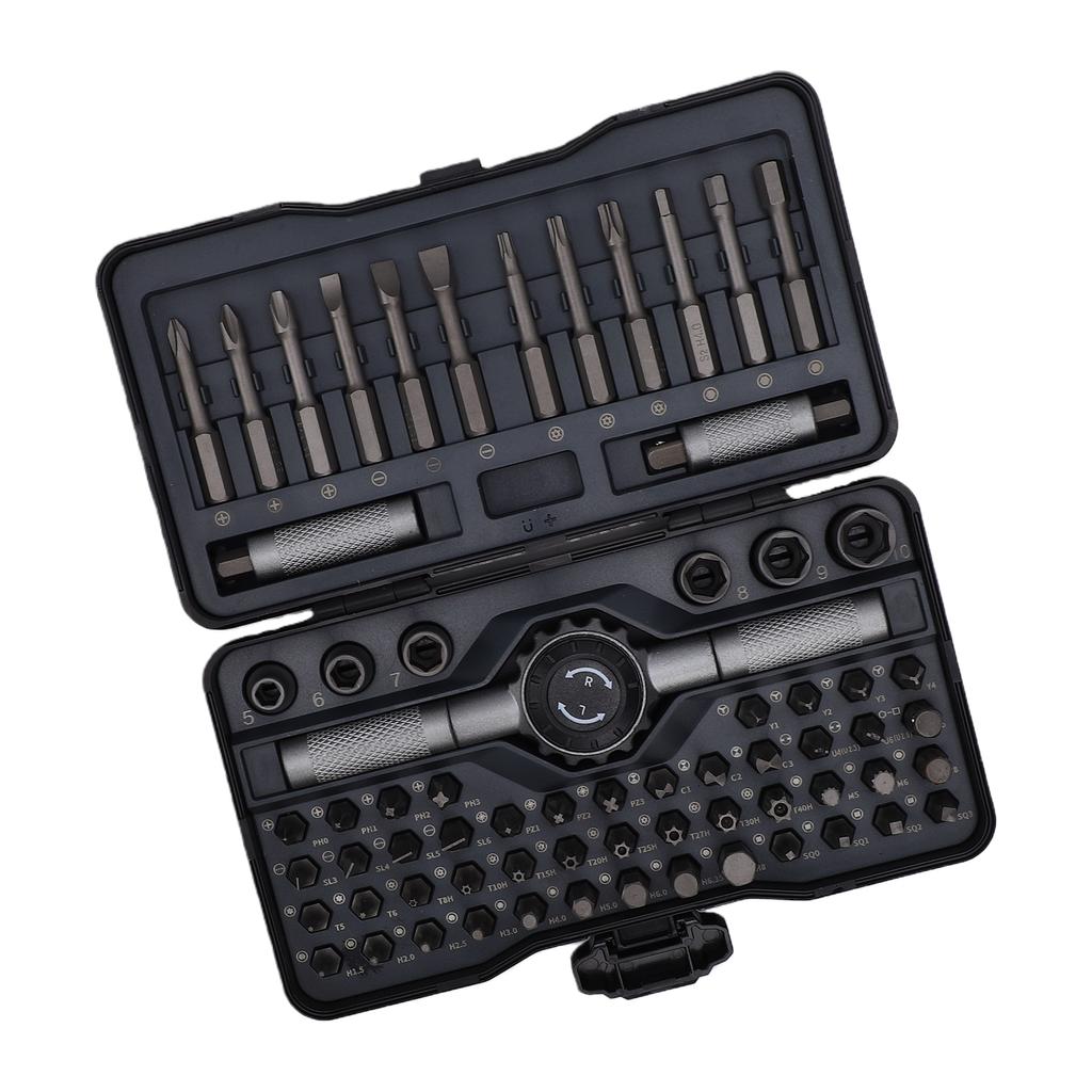 T Handle Ratchet Screwdriver Set with 100mm Extension Bar 72 Tooth Alloy Steel Magnetic Screwdriver Set