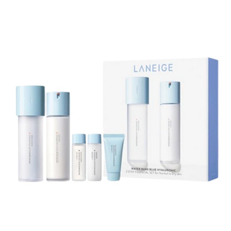 LANEIGE Water Bank Blue Hyaluronic 2-Step Essential Set for Dry Skin (Toner 160ml + Emulsion 120ml)