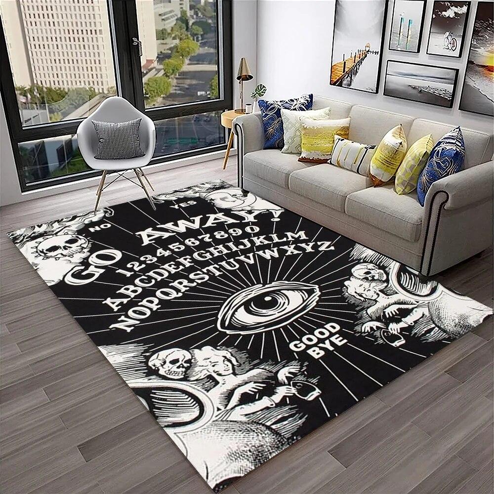 Horror Witchcraft Ouija Tarot Gothic Carpet Rug for Home Living Room Bedroom Sofa Doormat Decor,Kid Area Rug Non-slip Floor Mat