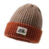 Winter Warm Ear Protection Hat For Women Baggy Slouchy Beanie  Color Block Woolen Pullover Cap Girl Pile Knit Hat