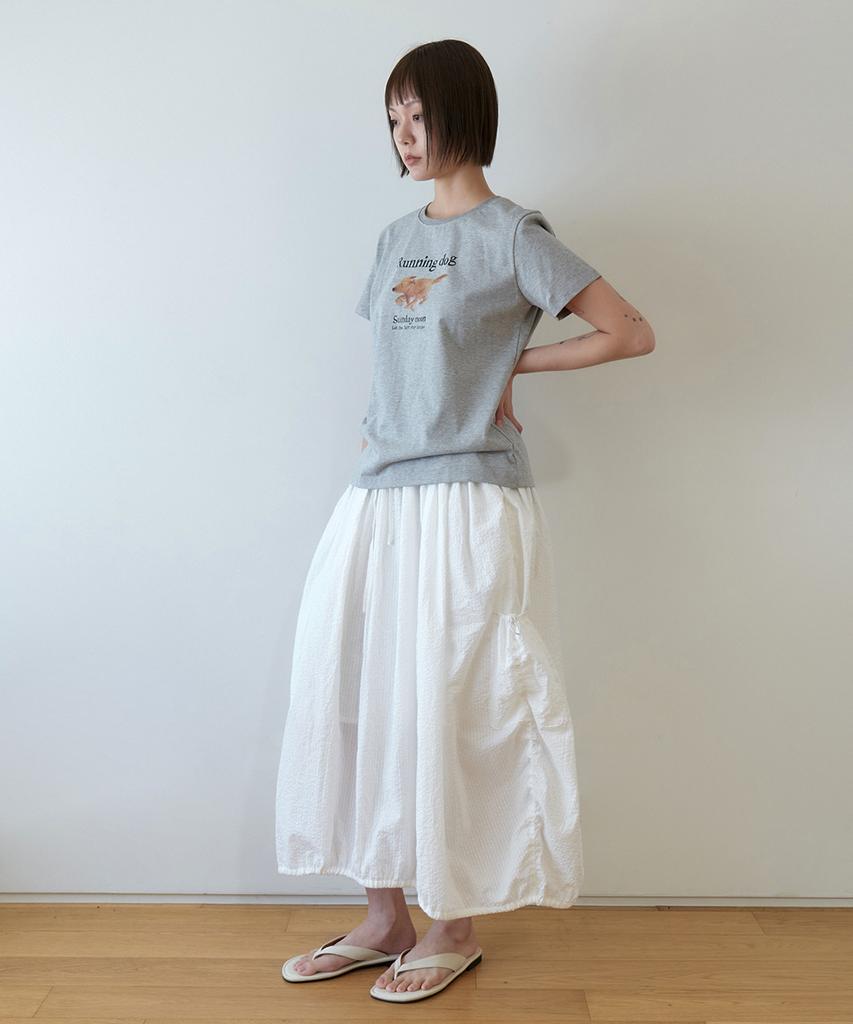 STEP AROUND Running Dog Print T-Shirts_Grey
