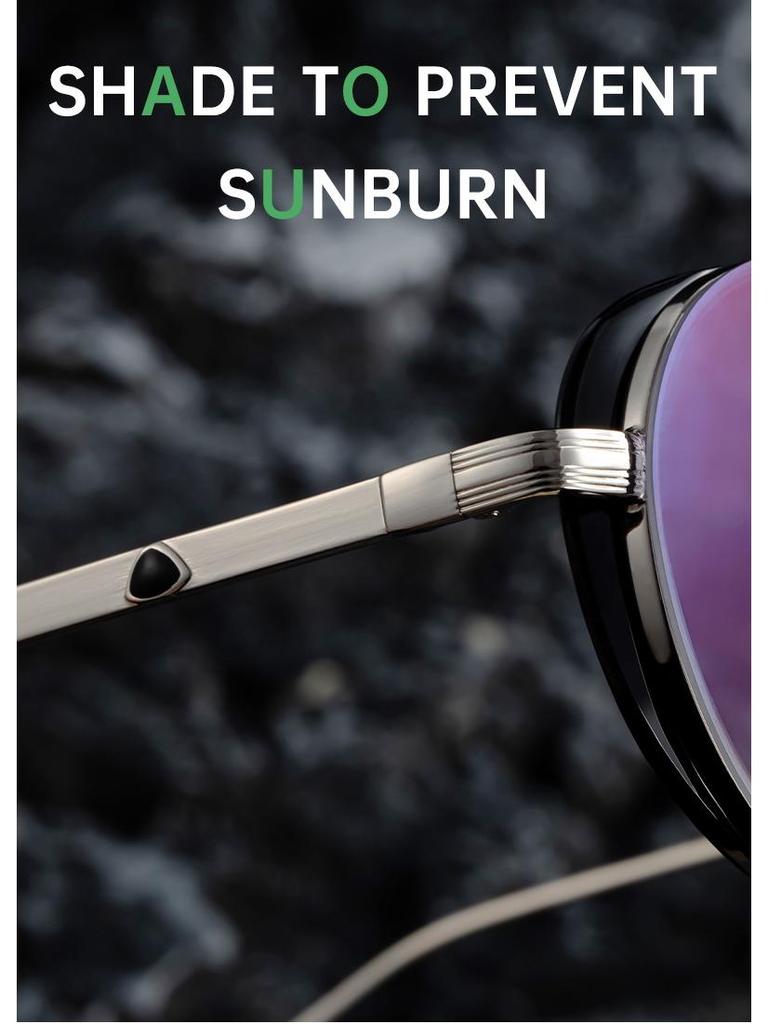 Trendiga runda steampunk-solglasögon för män med UV-skydd