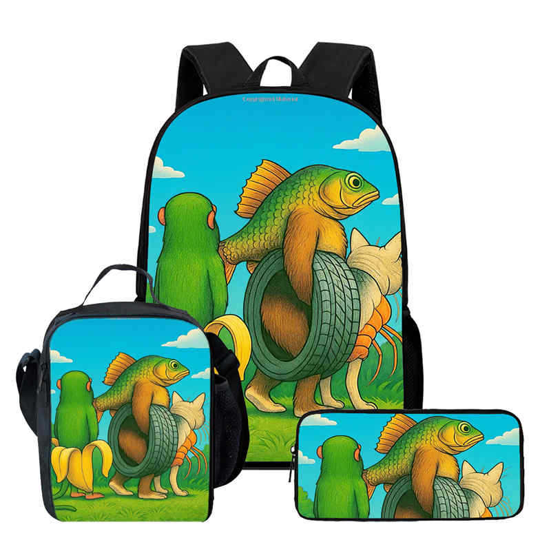 Wooden Stick Man Brain Rot Schoolbag High Definition Printing Leisure Cross Border Light Backpack