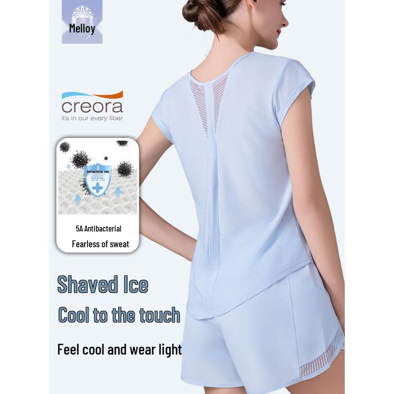 Damen Schnelltrocknendes Yoga & Lauf T-Shirt - Locker, Bequem, Figurschmeichelnd, Atmungsaktiv mit Kurzen Ärmeln für Sommer Fitness