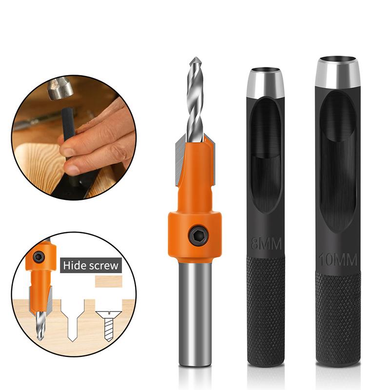 1Set Carbon Steel Woodworking Countersink Router Bit Screw Extractor Remon Demolition For Wood Milling Cutter