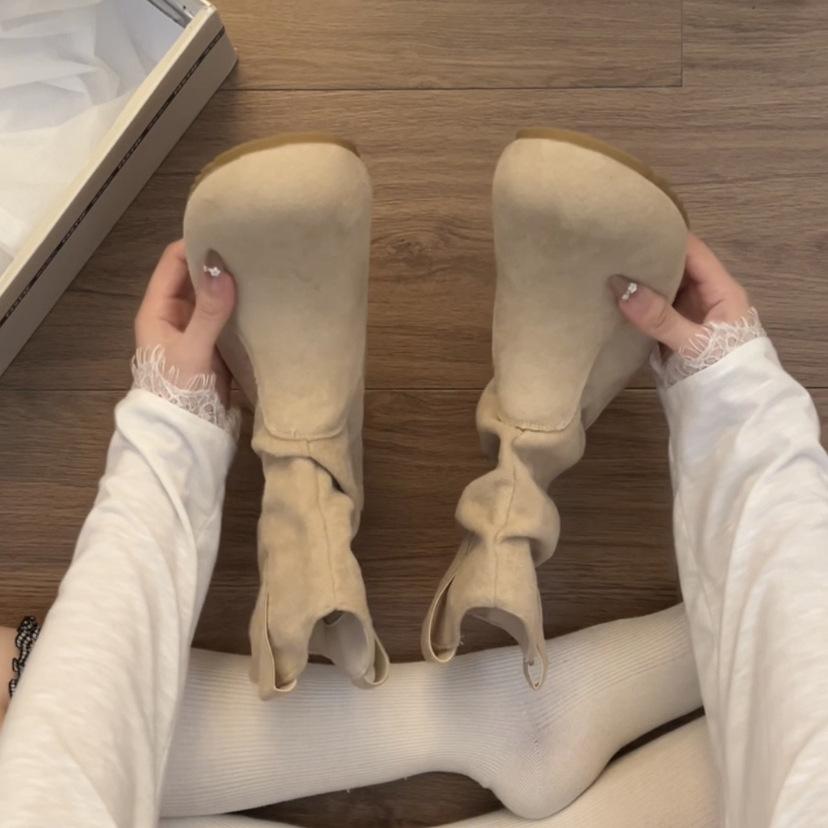Queen Fan Retro Flat Bottom Inner Height Increasing Versatile Short Boots Women's Summer 2025 New Skinny Western Pile Boots