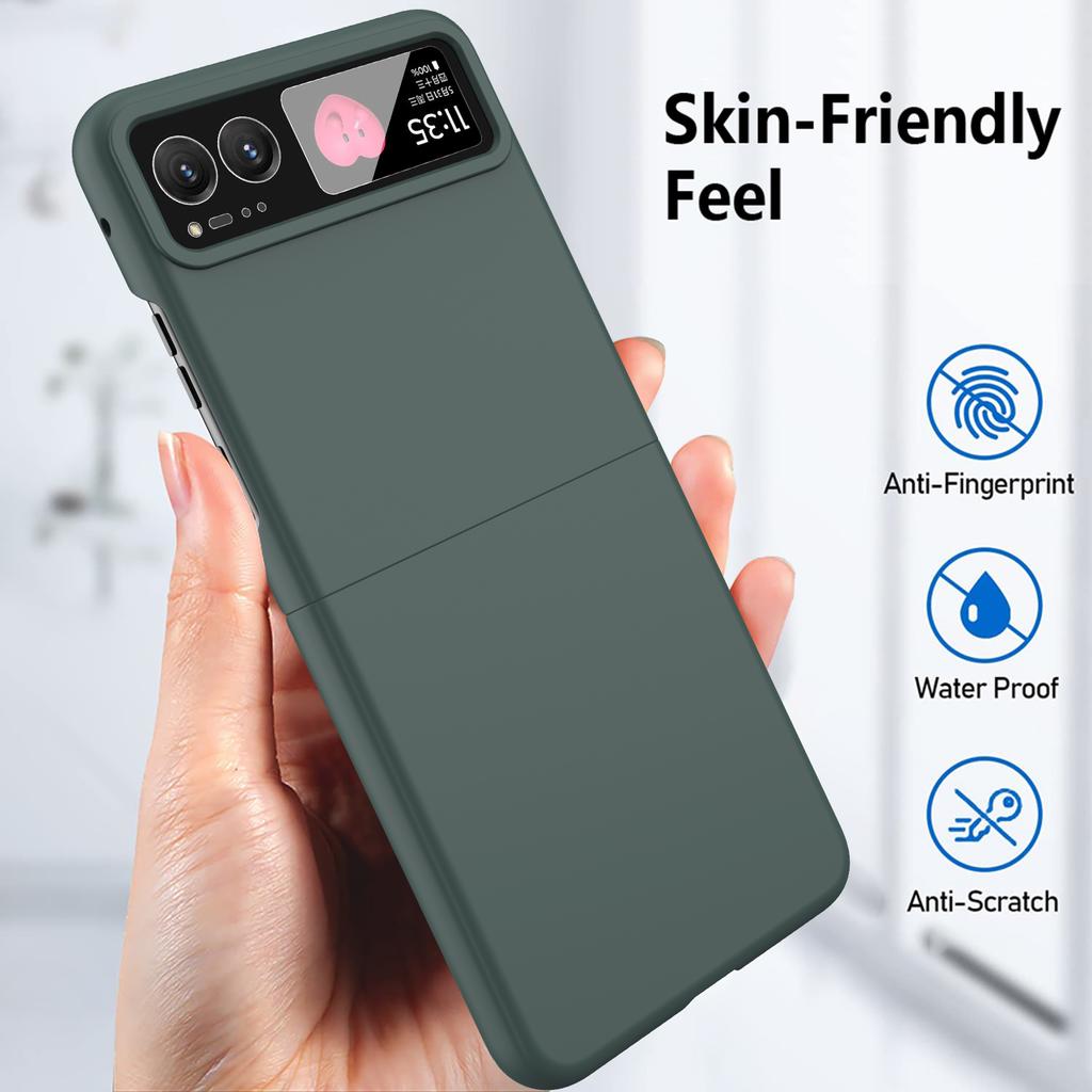 Husă de telefon din PC cauciucat pentru Motorola Razr 40 5G cu folie de protecție din sticlă temperată pentru ecranul posterior