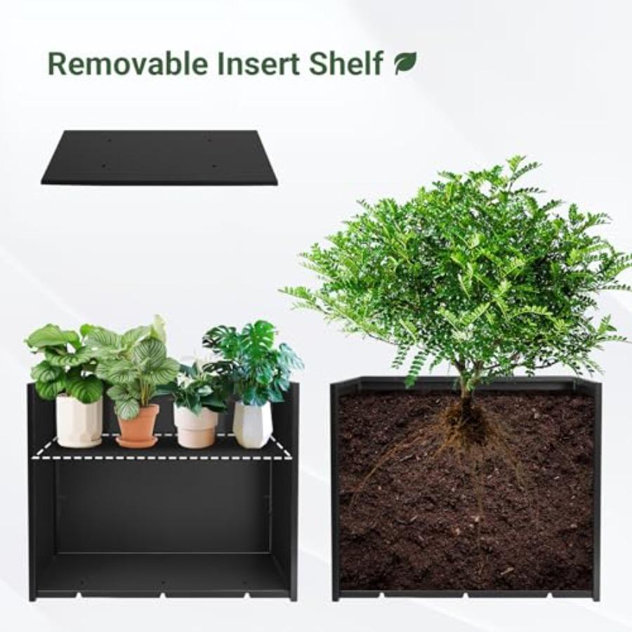 36 Metal Planter Box Large Rectangular Window Box with Drainage Holes Rust-Proof Coating Modern Outdoor/Indoor Flower Box for B