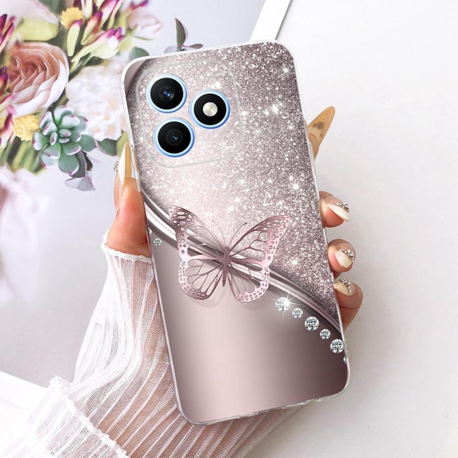 For Honor X8d 4G Case Cute Cat Luxury Flowers Painted Cover Soft Slim Phone Case For Honor X8d X 8d HonorX8d 4G Back Cover Coque
