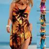 Ladies Boho Summer Dress Sexy Sleeveless  Print Hawaiian Casual Loose Comfortable  Sundress
