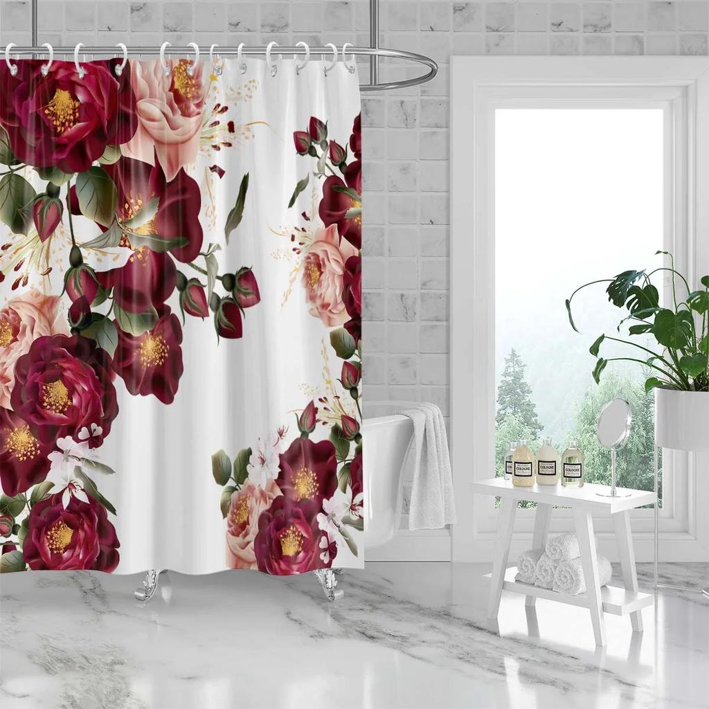 1 Piece 180X180Cm Super Natural Flower Rose Daisy Pattern Printed Shower Curtain Partition Bathroom Waterproof