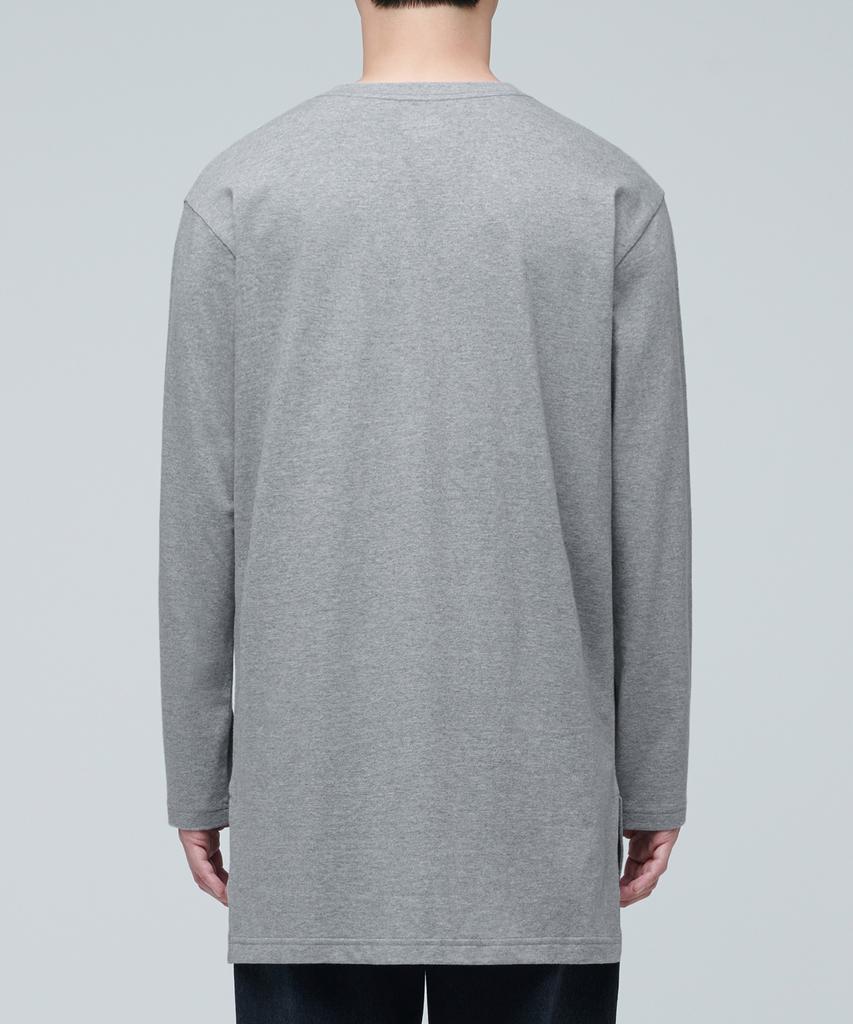 MUSINSA STANDARD Layered Crew Neck Long Sleeve T-Shirt_Long Length [Medium Gray]