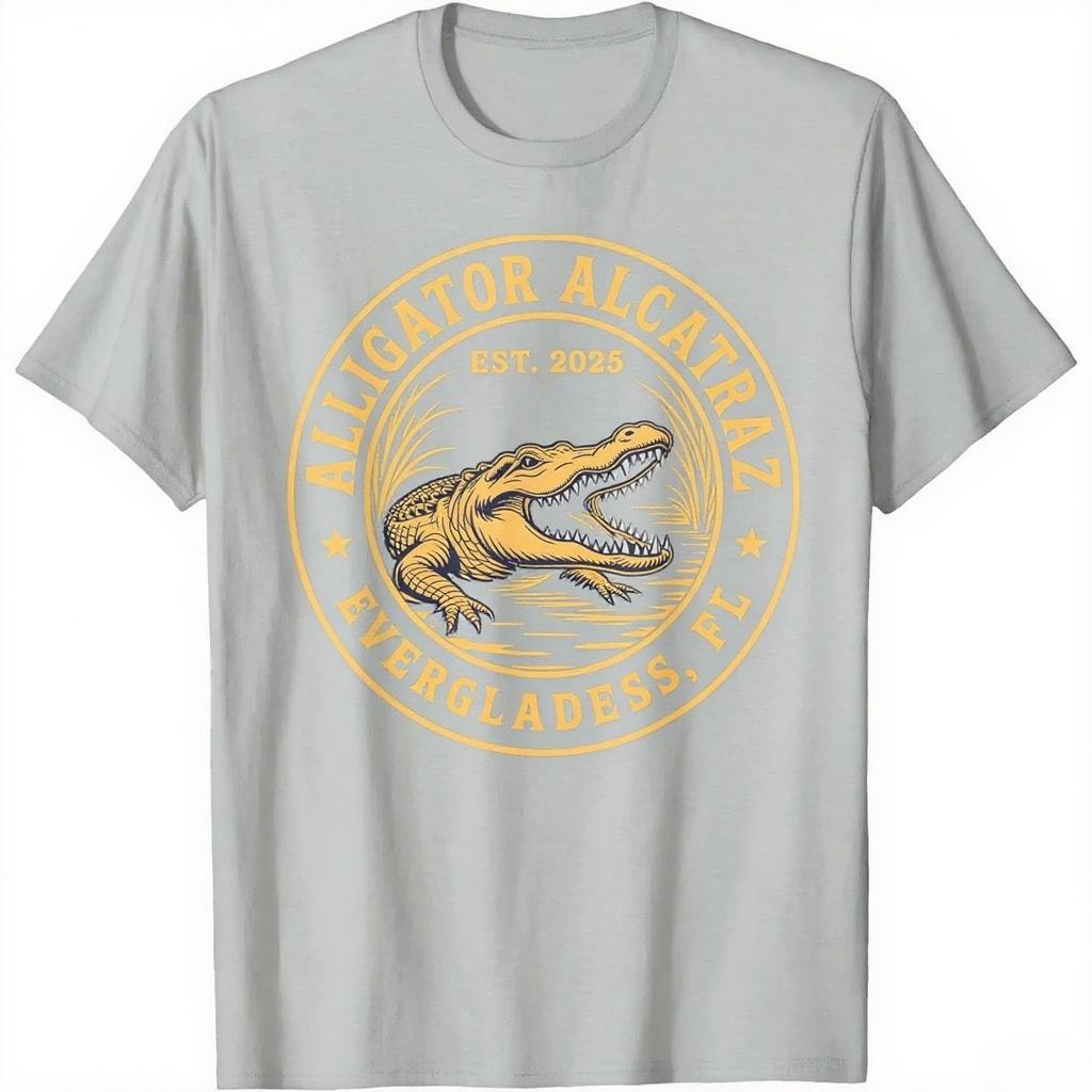 Alligator Alcatraz Graphic Printing Summer Luxury Brand Cotton Mens and Womens TShirts Short Sleeves Trendy Clothing of 2025