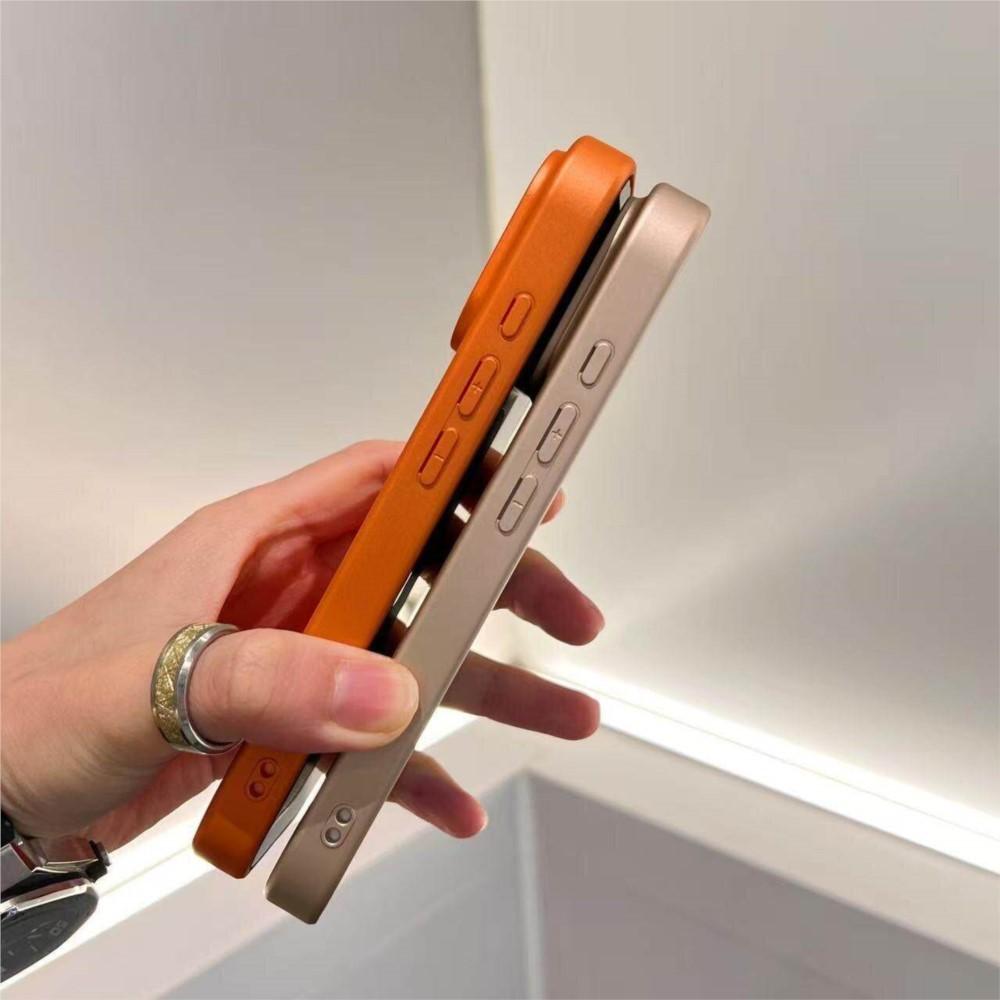 Business Solid Leather Texture Color Case for iPhone 17 Air 16 15 14 Plus 13 Pro Max Matte Shockproof Len Protection Cover