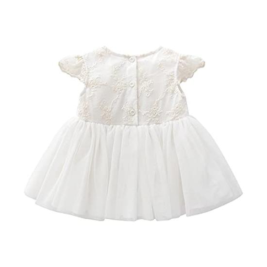 Baby Summer Short Sleeve Dress with Tulle Coverall and Hair Perfect for Pregnancy Pregnancy for School Size 6M Girl's Accessory, Gift, White, Ruffled,