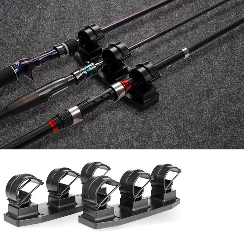Light Weight Fishing Poles Rack Wall Mounted Fishing Rod Holder Horizontal Support 3 Rod Rack for Boats/Wall/Truck Bed