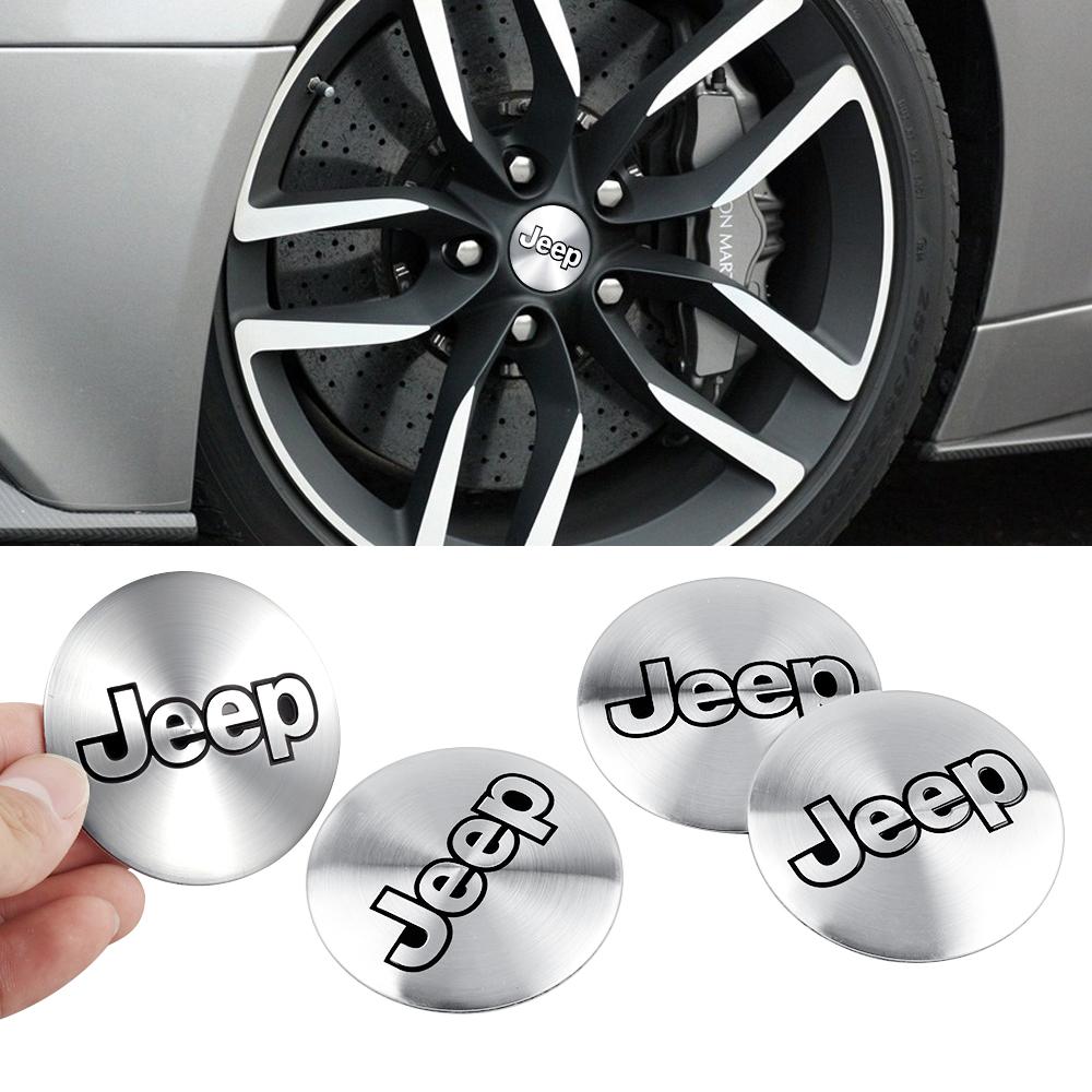 4pcs 56mm Car Wheel Center Hub Stickers Tire Cap Emblem Cover For JEEP Wrangler Grand Cherokee Renegade Compass Auto Accessories AMN1