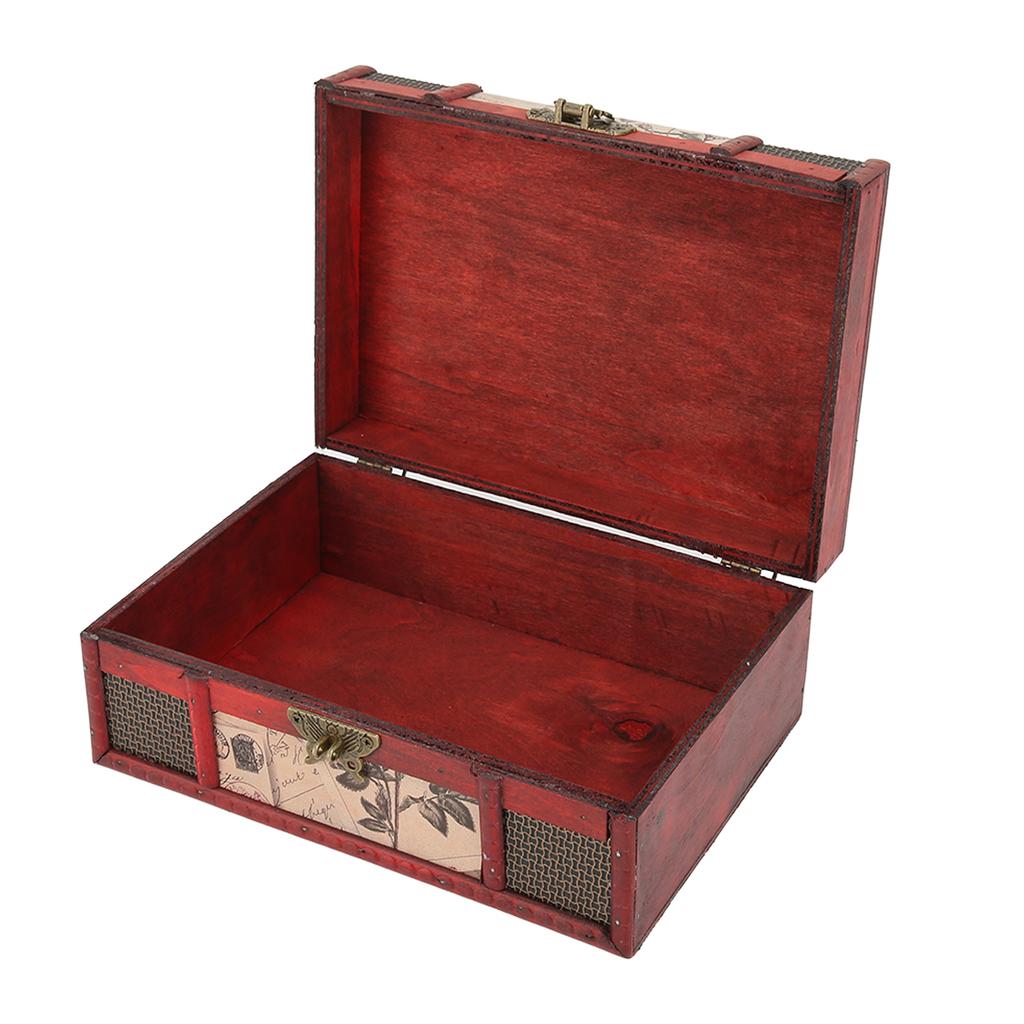 Vintage Wooden Storage Box Elegant Jewelry Necklace Bracelet Book Organizer Case Home Decoration