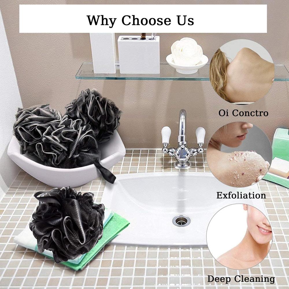 4 stk/sett Scrunchies Kroppsdusj Puff Skrubbesvamper Eksfolierende Bade-loofah