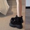 Luxurious Rhinestone Women's Shoes Leopard Lace-up Fashion Motorcycle Boots Thick Soled Lightweight High Street Mujeres Sneaker