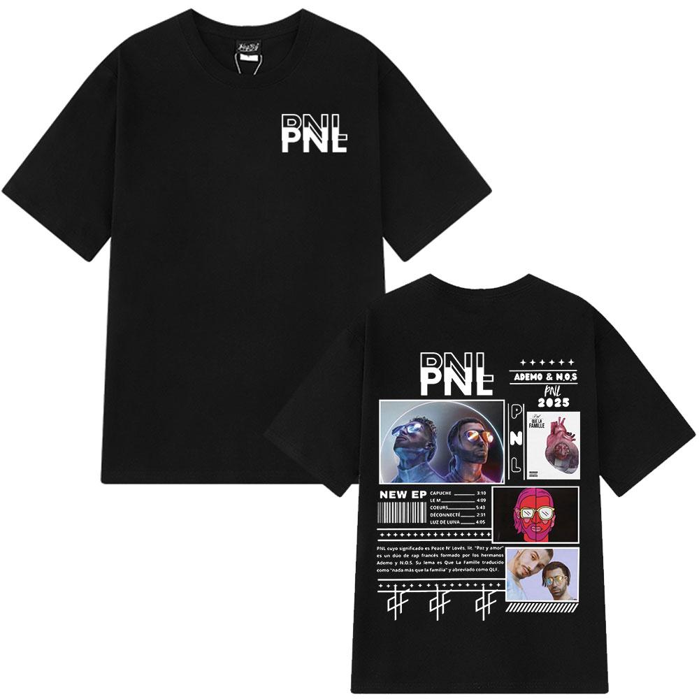 French Rapper PNL Tshirts Le Monde Chico Album Print Tshirt Unisex Women Hip Hop Fashion Cotton Short Sleeve T Shirts Streetwear