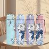 1PC Snow Leopard Realistic Wild Animal Portrait 750ml Color Plastic Sports Water Bottle Leakproof Flip Straw Lid Suitable for Sports Office Home Use
