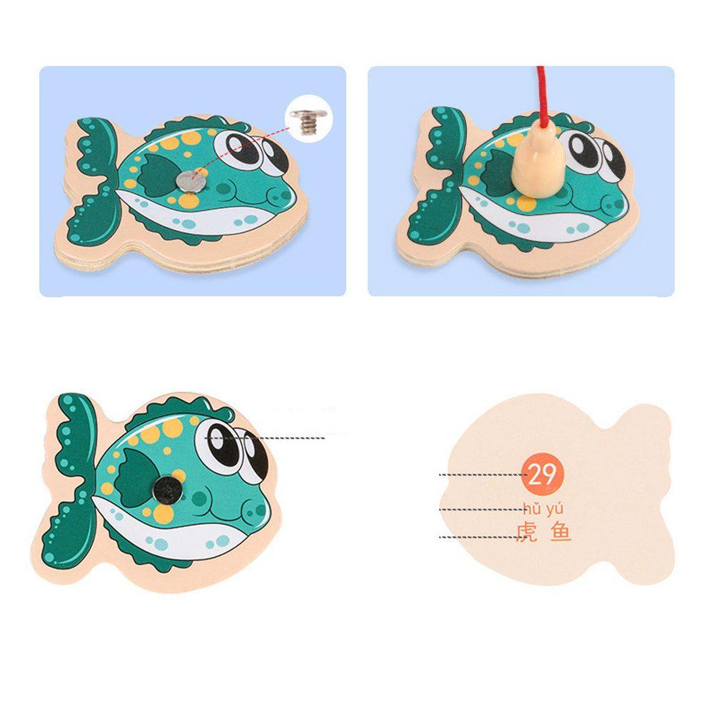 Marine Life Cognition Wooden Fshing Game Busy Board Fishing Toys Fish Rod Toys Fshing Game Toys