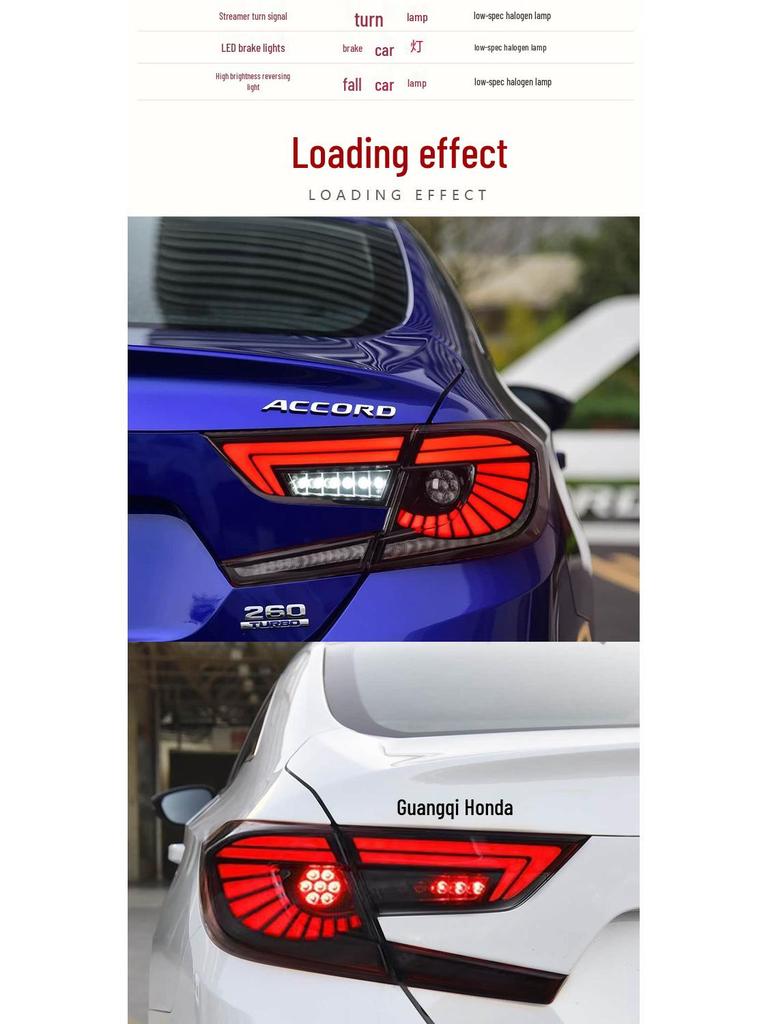 Eagle Eye LED Taillight Assembly for 2018-2022 Accord with Flowing Turn Signal & Daytime Running Light