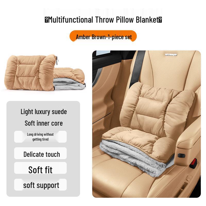 Winter Headrest & Lumbar Support Pillow for AITO M7/M9/M5 - Plush Lambswool Two-in-One Blanket