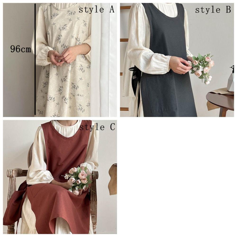 Pure Cotton Waterproof Apron Japanese Korean Style Chef Apron Household Sleeveless Apron  Florist