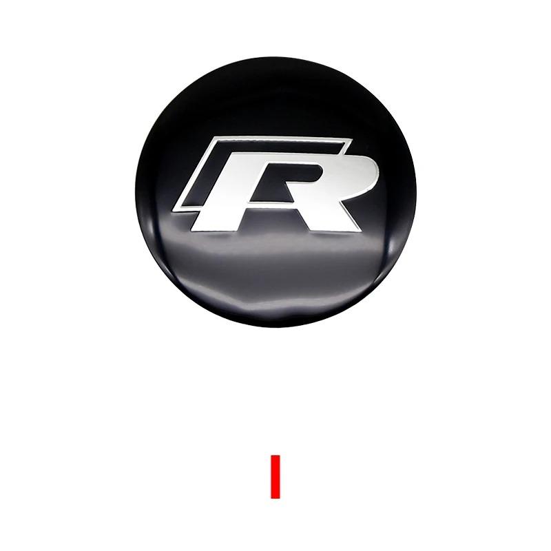 4Pcs For Volkswagen R-Line R GTI Polo Passat T5 Golf Scirocco 56mm Car Wheel Stickers Center Hub Cap Car Emblem Badge Decal